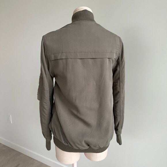 Obey Bomber Jacket Womens Size XS Green with Teddy Bear Lining - Picture 2 of 9